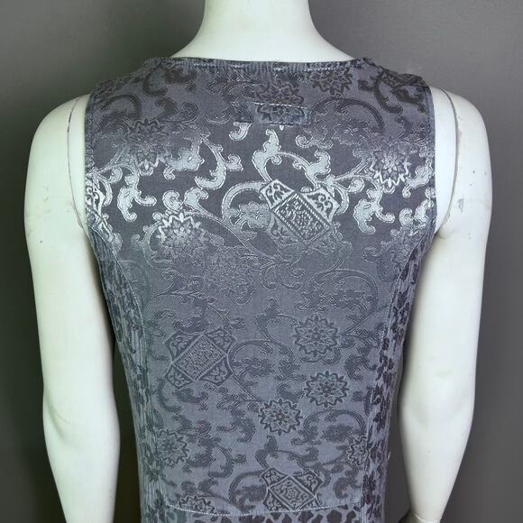 Citron Santa Monica dress small long silver metallic India damask laganlook - Picture 6 of 13